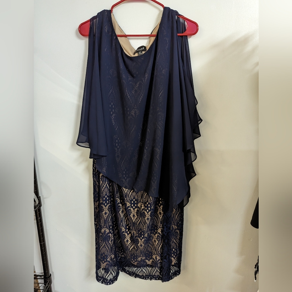Navy Connected Apparel Sheer/Lacy dress